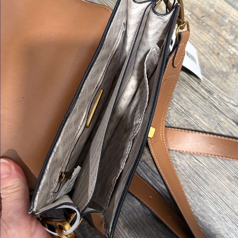 Steve Madden Tan Crossbody Bag with Gold Accents - Picture 11 of 11
